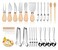LifeMusican Charcuterie Board Accessories Wooden Cheese Spreader Knive Set, Wood Handle Butter knives For Cheese Kit, Mini Cheese Knife Slicer With Tongs, Spoons, Forks,Honey Dipper (23 Pack)