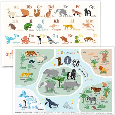 Trendy-Vivid Disposable Placemats for Baby &amp; Kids, Easy to Use Sticky Placemats for Toddlers Disposable, Baby Placemats for Restaurant, Travel, Home or Eating Out, 40 Disposable Table Mats for Babies