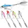 Zsrivk Metal Fishing Spoons Lures Long Casting Spinner Blade Baits VIB Swimbait with 3D Eyes for Walleye Bass, 5 PCS Fishing Jigs Freshwater Fishing Lures