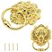 Cionyce 1 Pack Zinc Alloy Door Knocker Lion Shape Dooer Knock Antique Brass Door Knocker Lion Head Ring Pulls for Drawer Dresser Cupboard