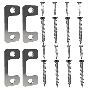4PCS Adjustable Strike Plate for Exterior Doors - Large Deadbolt Hole for Deadbolts and Electronic Locks - Home and Rental Security Strike Plate with Screws Smooth Lock Every Time