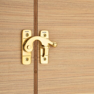 Sardar DL-05 Brass Flip Latch  Double Door Lock Hardware Safety Door Latch Lock  Heavy Duty Door Stopper (Gold)