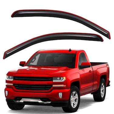 Lightronic in-Channel Rain Guards, Dark Smoke, 2-Pieces Set, Fits 2014-2018 Chevrolet Silverado/GMC Sierra 1500, 2015-2019 Silverado/Sierra 2500 HD, 2015-2018 Silverado/Sierra 3500 HD, Regular Cab