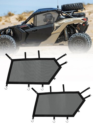 ZIDIYORUO X3 Window Net Left &amp; Right Upper Door Window Screen, Compatible with 2017-2024 Can Am Maverick X3 &amp; X3 Max Front Window, OE Replace #715004694, Polyester Mesh w/ Aluminum Frame &amp; Hooks