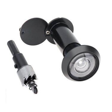 HOJLKLD Door Viewer Peephole 200 Degree Zinc Alloy with 16 mm/0.63 inch Drill Bit for 1-1/2" to 2-3/8" Doors (Black)