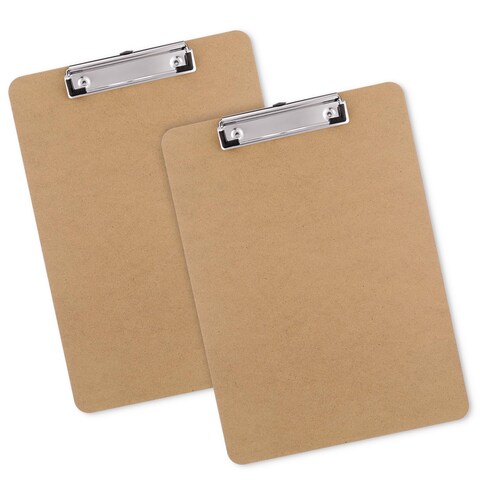 Macroclo Wood Clipboards Set of 2, Letter Size Hardboard Clip Board 8.5x11 for Classroom, Students, Kid, A4 Standard Size 9&quot; x 12.5&quot; with Low Profile Clip, Office &amp; School Supply