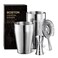 KITESSENSU Boston Cocktail Shaker Set, 4-Piece Boston Shaker Tins Bartender Kit with 18oz &amp; 28oz Mixed Drink Shaker, Hawthorne Strainer, Double Measuring Jigger, Cocktail Recipe Cards Included