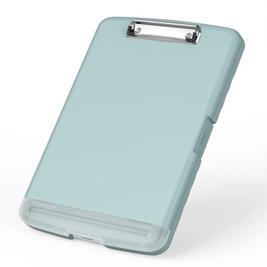 Rimilak Plastic Clipboard with Storage, 8.5 x 11 High Capacity Folio Nursing Case with Pen Holder, Folder Side-Opening for Classroom, Teacher, Student, Smooth Writing, Dark Green