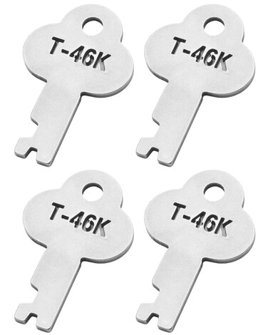 (4-Pack) T46 T-46k Trunk Lock Keys for Long Brand Old Storage Locker Locks,3815 3835 Trunk Locks, and Antique Steamer Trunk Locks - Steel Steamer Trunk Parts, Trunk Key Replacement Kit