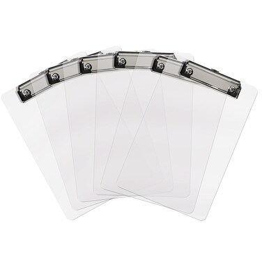 Hongri Plastic Small Clipboard, Clear A5 Memo Size Clip Board for Students, Kid, Women, Home, Low Profile Clip, Mini Size 6 x 9 in, Office Supplies &amp; School Supplies(Pack of 6)