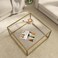 SAYGOER Gold Coffee Table Glass Modern Coffee Tables for Small Space Simple Square Center Table for Living Room Home Office 26.7 x 26.7 x 15.7, Easy Assembly