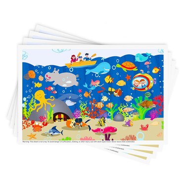 Disposable Stick-on Placemats 40 Pack for Baby &amp; Kids, Restaurant Table Mats 12" x 18" Sticky Place Mats,Toddler Baby Placemat,Seabed Scuba Theme