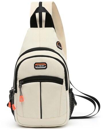 Semikk Small Sling Bag Crossbody Backpack for Men Women Sling Backpack Hiking Daypack Multipurpose Cross Body Chest Bag, Middle Line-White