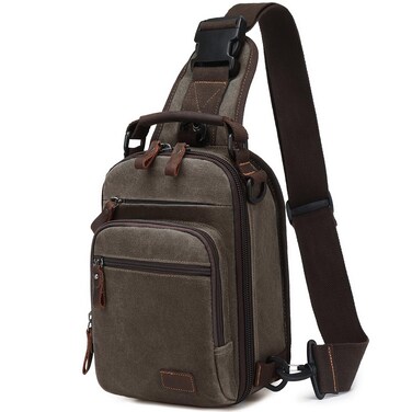 Nerlion Sling Bag for Men Waxed Canvas Crossbody Bag Chest Bag Shoulder Bag Casual Daypack for Travel (Light Green)