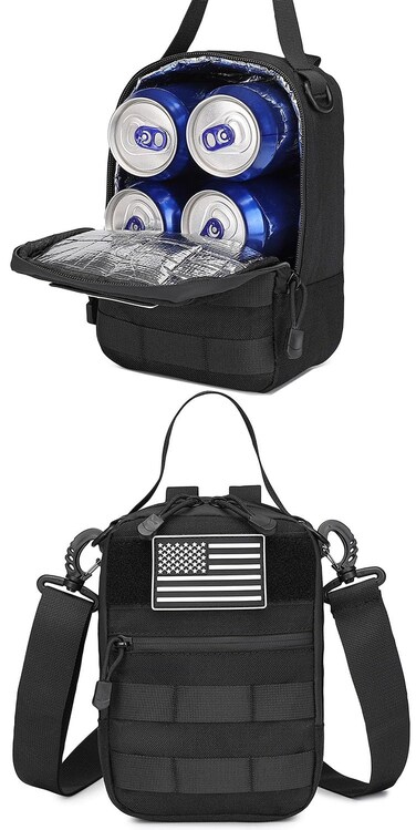 ATBP Tactical Cooler Bag Molle Pouch Fit for Militray Backpack Insulated Soft Cooler Travel Case 6 Cans Cooler Holds for Hiking Camping with 3 Ice Packs