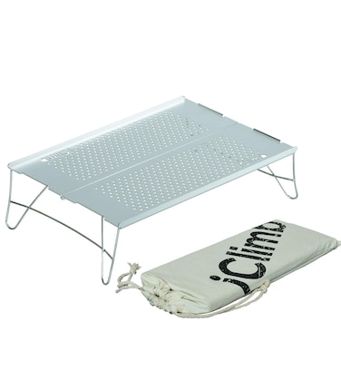 iClimb Mini Solo Folding Table Ultralight Compact for Backpacking Camping Hiking Beach Picnic (Silver - S)