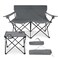 Leonyo Double Camping Chair, Loveseat Camping Chair with Folding Camping Table, 2 Person Outdoor Folding Camping Chairs for Adults, Cup Holders &amp; Carry Bag for Outside Travel, Supports 500lbs, Grey