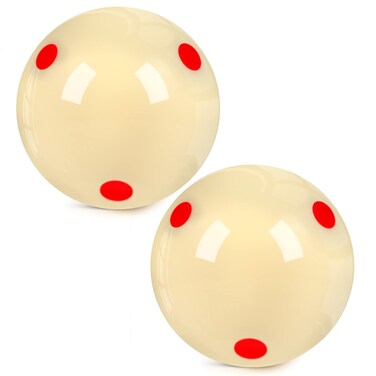 2 Pack AAA-Grade Pro-Cup Billiard Cue Ball Standard Regulation Size 2-1/4" Practice Training Pool Cue Ball with 6 Red Dots