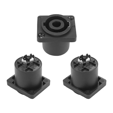 Heyiarbeit 3-Pack XLR Female Jack Panel Mount Socket Connector - Audio Speaker Jack Twist Lock 4 Pole