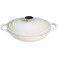 Flavehc Braiser Enameled Cast Iron Braiser 2.25 qt Braiser Pan with Lid White Shallow Cast Iron Casserole Braiser Pan with Handels