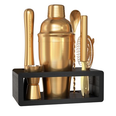 Highball &amp; Chaser Cocktail Shaker Set: Bartender Kit for Home Bar Mixology Cocktail Bar Set Plus E-Book with 30 Recipes (Antique Gold)