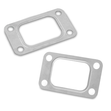 Jewkot 2 Pack Car Modification T3 Turbine Flange Gasket, High Temperature Resistant Turbocharger, 4 Hole Stainless Steel Intake Manifold Gasket, Compatible with T3 T34 T35 T38 GT35 GT35R (Silver)
