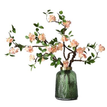 WEISPARK Artificial Flowers, 2pcs Fake Cherry Blossom Branches 31 Inch Long Stem Silk Flowers for DIY Vase Home Hotel Office Wedding Party Garden Decor (Rose Red)