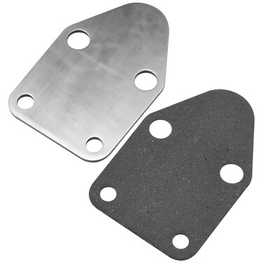 Chrome Fuel Pump Block Off Plate with Gasket/Fuel Pump Plate for Small Block Chevy SBC 283 305 327 350 383 400 SB Engine