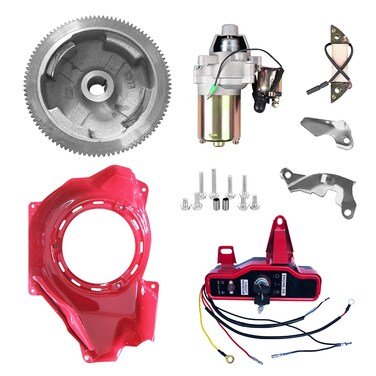Carkio Electric Start Conversion Kit Compatible with Honda GX160 GX200 5.5HP 6.5HP Starter Motor Flywheel Key Switch Coil Ignition Fan Cover Fit