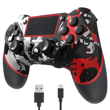 SZYUYU Wireless Controller for Ps4 Romote Compatible with Ps4/Slim/Pro/Windows PC, Controller for Ps4 with 3.5mm Audio Jack, Touch Pad,Six Axis Motion Control, Charging Cable (Flame White)