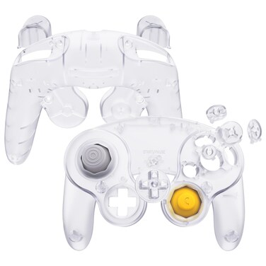 eXtremeRate Clear Faceplate Backplate for Nintendo Gamecube Controller, Custom DIY Replacement Housing Shell Cover with Buttons for Nintendo Gamecube Controller - Controller NOT Included