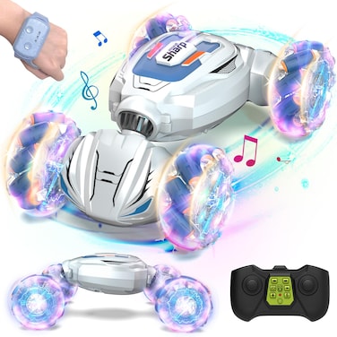 Gesture Sensing RC Stunt Car, 4WD Gesture RC Car with Light &amp; Music, RC Car for Boys 8-14 Hand Controlled RC Car 2.4GHz Remote Control Car On/OFF Road Hobby RC Car Toy Birthday Gift for Kids 6-14yr