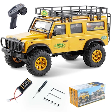 EAZYRC FMS 1/24 FCX24M RC Crawler RTR, Land Rover Series with Licensed, 1/24 RC Truck 4X4 Mini RC Truck with Lighting, 2.4Ghz Remote Control,Battery (Defender 110)