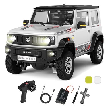 Terucle RC Crawler Model 1/16 4WD Officially Licensed Suzuki JIMNY RC Cars, 2.4Ghz 600mAh RC Rock Model Truck with Exhaust System，Hobby Grade Model Off-Road Remote Control Car with Light &amp; Sound