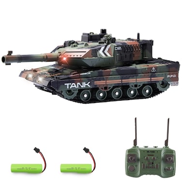 Hitish RC Tank That Shoots for Kids Adults, 2.4G Remote Control Army Tank Toys with Auto Demo Sound Light Smoke, 13 Channel Military Vehicles Model Gift for Boys, Army Green
