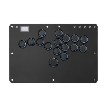 Haute42 Leverless Controller for Arcade Gaming: R16 Retro Rims Series - Thinner &amp; Pinky Button(20.6mm) - 16 Keys Crystal Low-profile Switch - Custom RGB Controller for PC/Switch/PlayStation(Black)