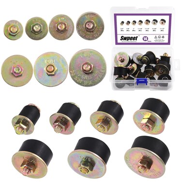 Swpeet 14Pcs 7 Sizes Neoprene Rubber Expansion Plug Set 3/4" 7/8" 1" 1-1/8" 1-1/4" 1-3/8" 1-1/2", Replace Automotive Rubber Expandable Freeze Plugs Assortment Kit for Engine