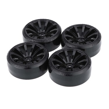 LAFEINA RC Plastic Wheel and Tire Set, 63mm Hard Tyres for 1/10 Drift Car HSP Tamiya HPI Kyosho On-Road Drifting Car (Gray)