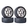 LAFEINA 4PCS 1:10 RC Tires and Plastic Wheels Rims for 1/10 Scale On Road Touring Racing Drift Car HSP HPI Tamiya (Gray)