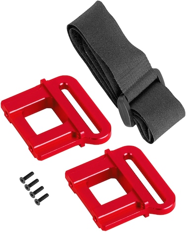 RcarmubWow RC Battery Hold-Down w/Strap Upgrades Part for 1/8 RC Car,1/8 Sledge 4WD,6S MAXX Slash,Alloy Front Rear Tall Battery Holder Hold-Downs Hops Up,Red