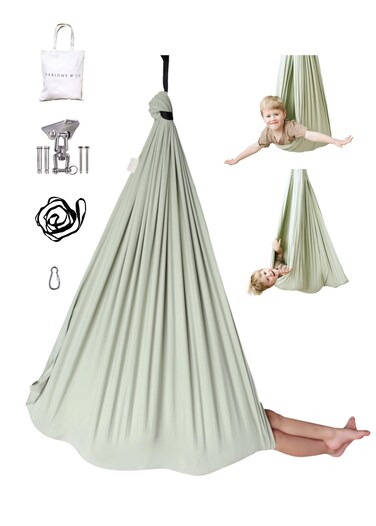 Marlowe &amp; Co Double Layer Cotton Sensory Therapy Compression Swing for Children, Holds 200 lbs, 360&deg; Swivel Hardware Included (Desert Sage)