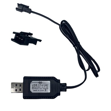 7.4V Lithium Battery Charger Cable with SM-4PIN Plug Compatible RC Car RC Plane RC Tank RC Boat and Other Remote Control Toys for Universal 7.4V Lipo Battery USB Charger with Battery Protection