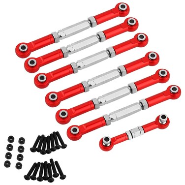 RZXYLRC Adjustable Stainless Steel Turnbuckles Set/Camber Links with Rod Ends Set for Traxxas Slash 4X4/2WD, Rustler4X4/2WD, Stampede 4X4/2WD VXL, Nitro Slash/Rustler Upgrade RC Car Parts (red)
