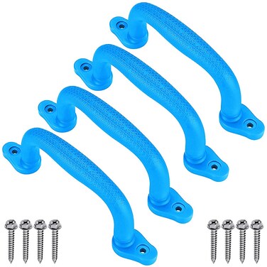 Dolibest Set of 4 Safety Playground Handles,Swing Set Kids Safety Hand Grips for Playset, Climbing Frame, Play House,Climbing Frame, Play House Handles(Blue)