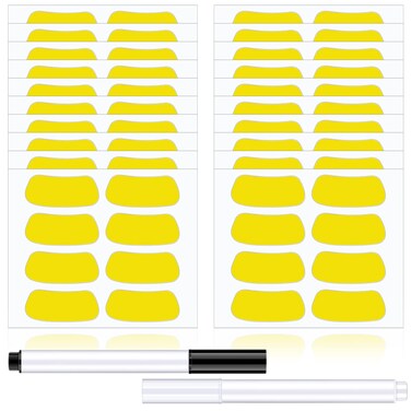 160 Pieces Sports Eye Stickers for Kids Football Eye Lettering Softball Baseball Face Stickers Lacrosse Fans Eye Strips with 2 Pencils for Party Game Sport Supplies(Yellow)