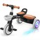 SEREED Colorful Lighting Toddler Tricycle for 2-5 Years Old Boys, Adjustable Seat&amp;Handlebar Trike, Removable Basket, Birthday Gift Idea for Kids Ages 2+ (Black)