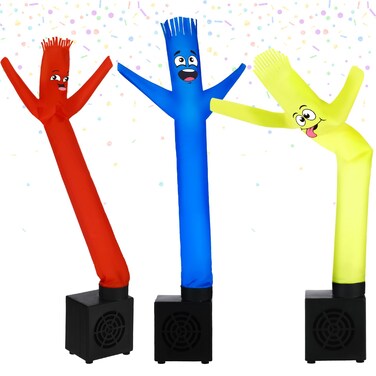 Poen 3 Pcs Winter Mini Inflatable Tube Man Gift Wacky Waving Inflatable Tube Guy with Blower Desktop Mini Dancer Tubes Man Gift for Winter Man Women Birthday Party Decoration(Smile)