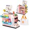 Jovow 48-Piece Pretend Play Cash Register Toy Set with Water Outlet Function - Calculator, Shopping Bag, Scanners, Credit Cards, Coffee Machine, Play Food - Gift for Boys and Girls Ages 3+（Pink）