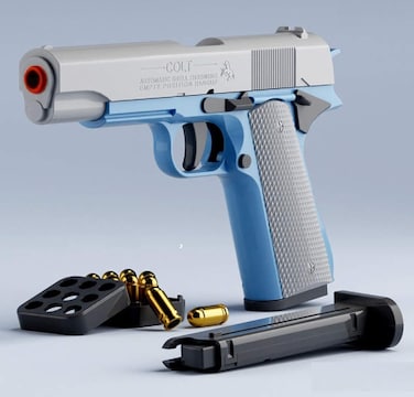 Fidget Toys for Teens and Adults, 3D Printed Small Pistol Toys, Stress Relief for Teens and Adults, Best Gift for Friends, Teens and Adults. (Blue and Black)