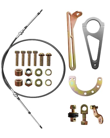 AUGREX 2" Column Adjustable Cable Shift Linkage Kit Replace ACA-1804 Fit For GM TH350 TH400 700R4 TH200 2004R 4L80E Transmissions, Short Selector Shaft Only